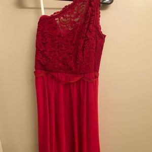 One Shoulder Lace Bridesmaid Dress